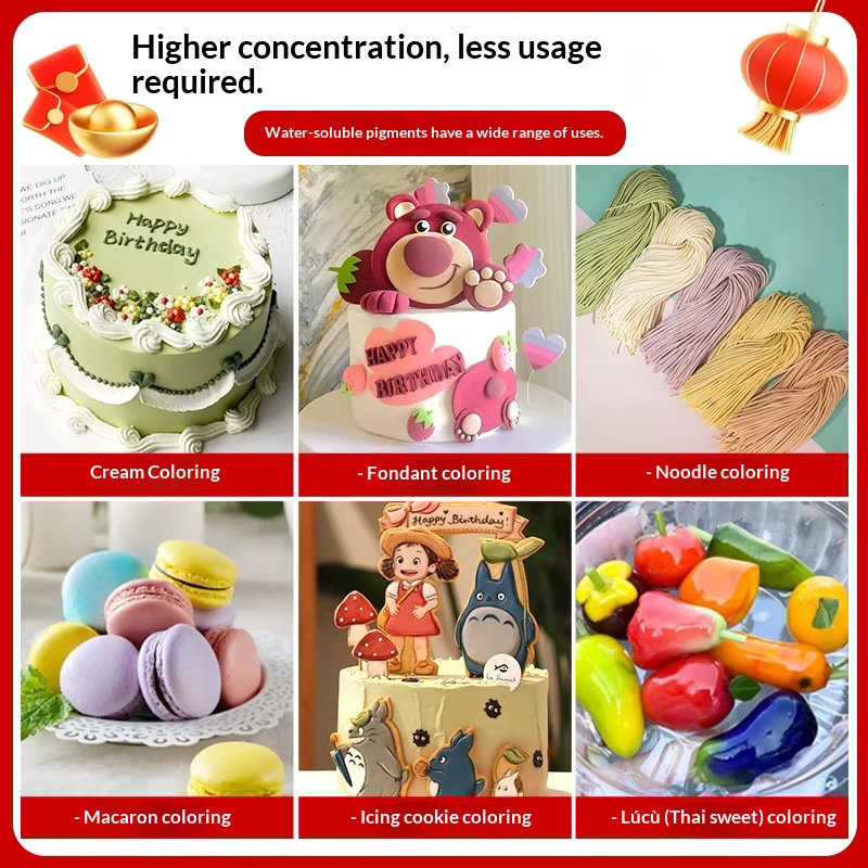 Water-soluble Liquid Food Coloring (Colorants) Baking Edible Cake Cream Fondant Food-Grade Red Black White 100% Pigment Large