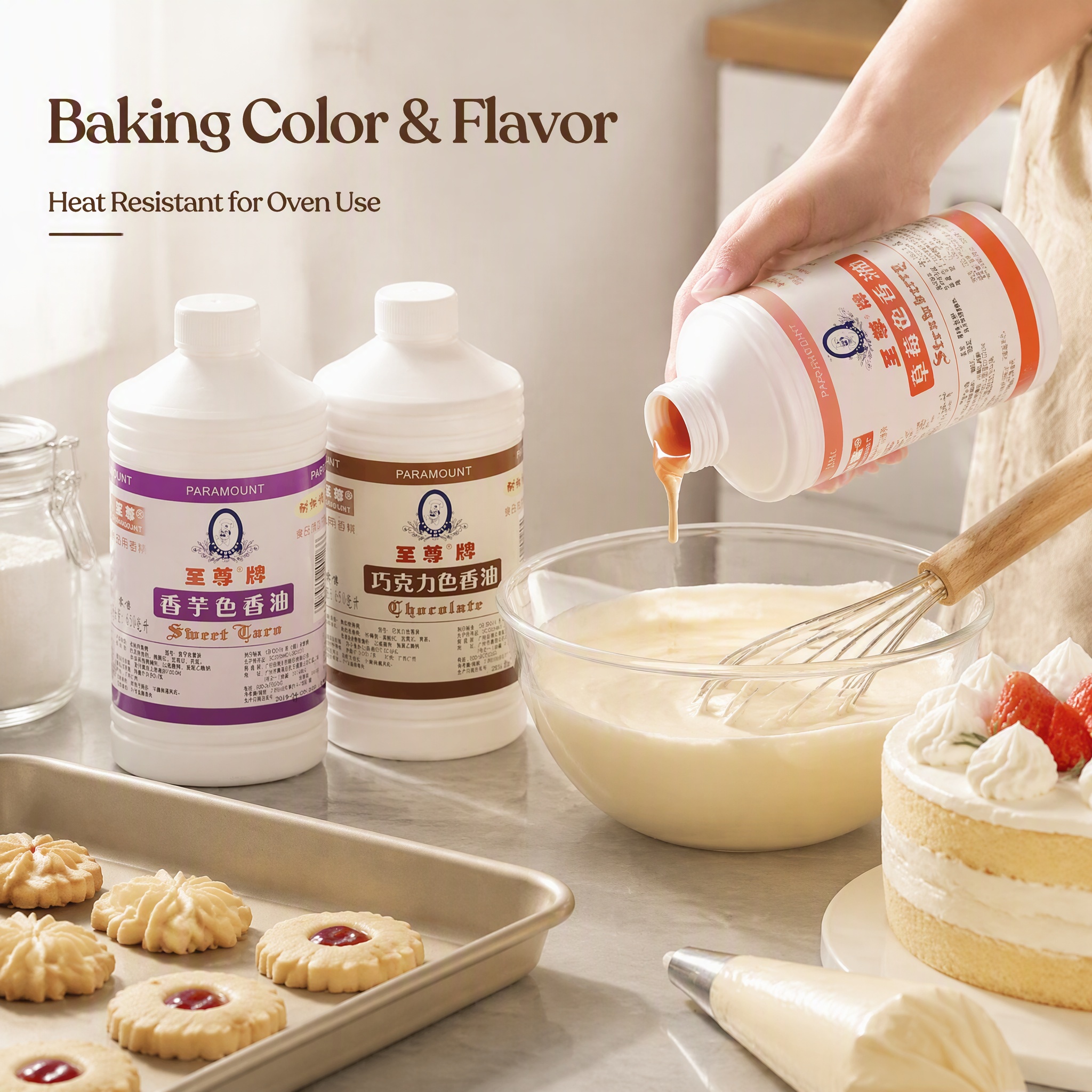 Paramount Brand Food Grade Coloring & Flavoring Oil – Chocolate, Strawberry, Melon, Taro Varieties – 650ml – For Baking, Candy, Beverages & Confectionery