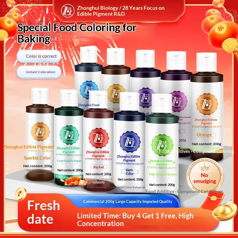 Water-soluble Liquid Food Coloring (Colorants) Baking Edible Cake Cream Fondant Food-Grade Red Black White 100% Pigment Large