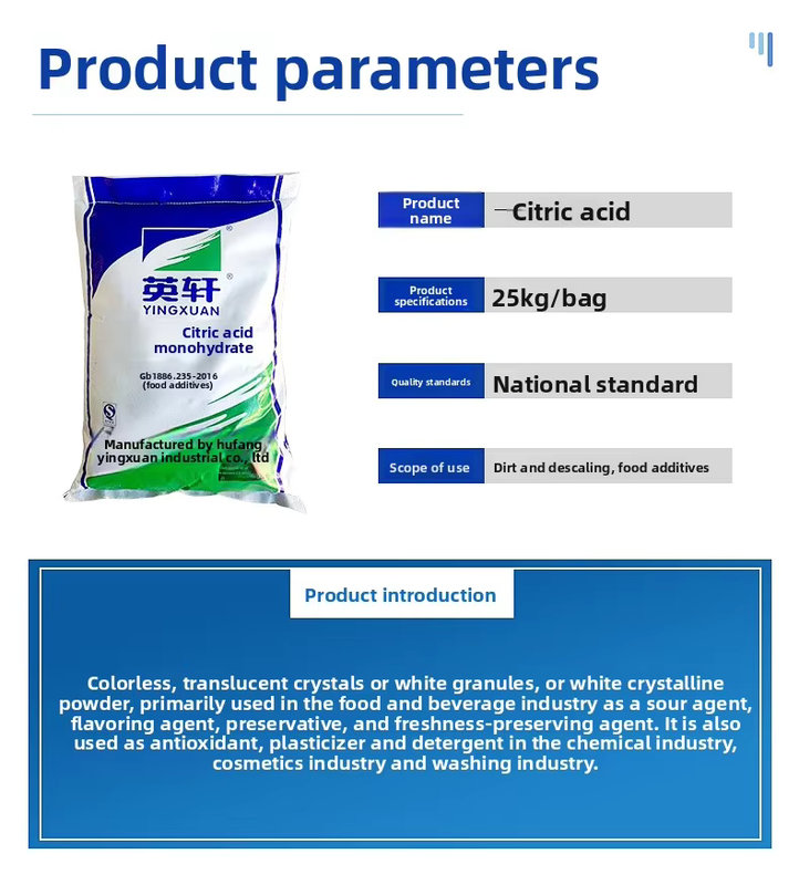 Citric Acid Monohydrate 99% Acidity Regulator 25kg Bag for Scale Cleaning 36 Months Shelf Life Store Cool Dark & Dry