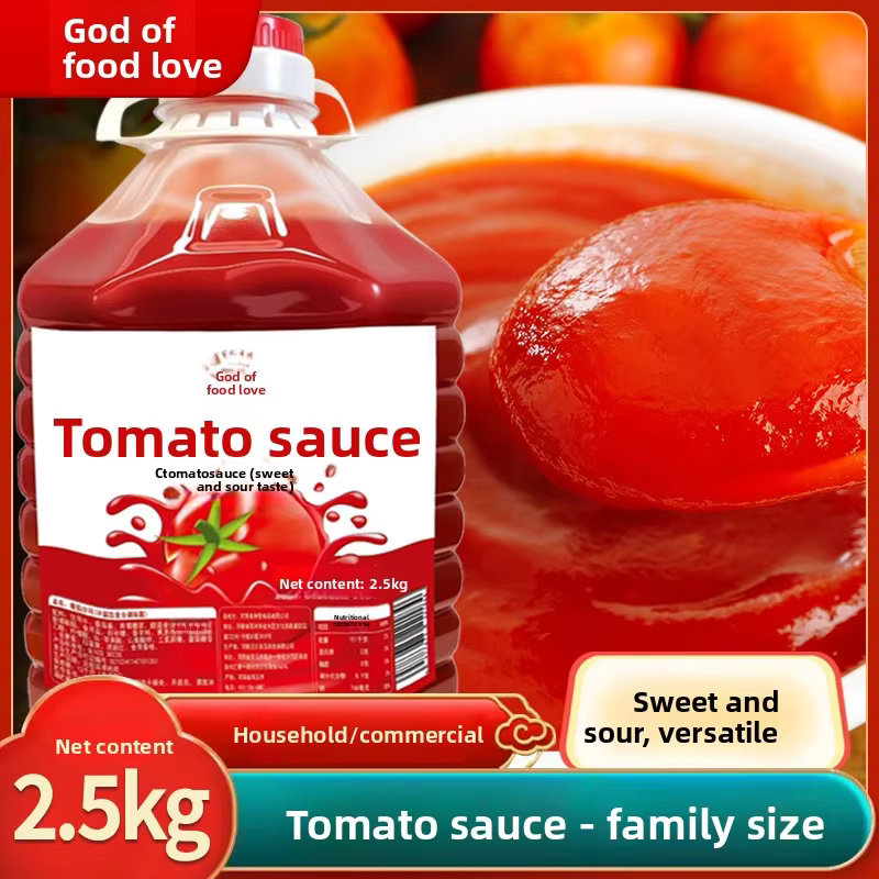 Food God Tomato Ketchup Salad Dressing 2.5 kg Commercial Seasoning Sauce Sweet Savory Flavors Bucket Packaging Factory Wholesale