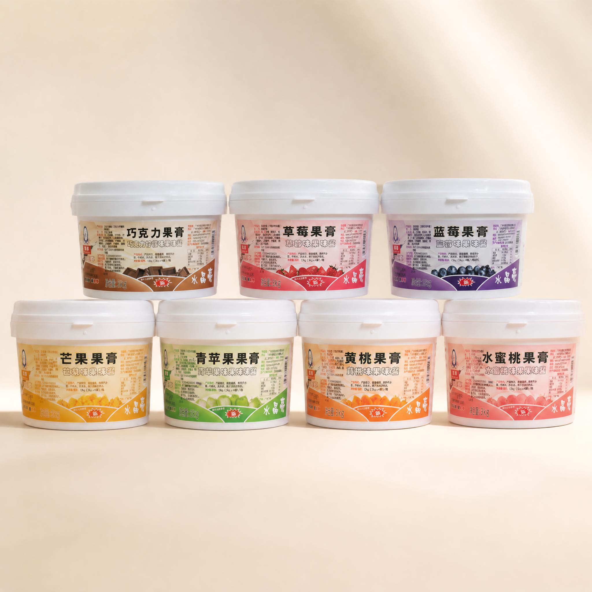 Crystal Bright Multi-flavor Baking Fruit Glaze, 3kg per Tub for Cake & Dessert Decoration