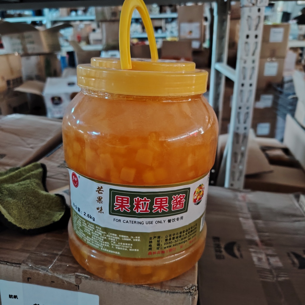Mango & Peach Chunky Fruit Jam 2.6kg – Bulk Catering Size for Bubble Tea, Desserts, Yogurt Topping, Smoothies – Commercial Use Only