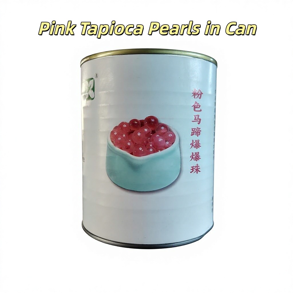 Pink Tapioca Pearls for Bubble Tea 850g Can Ready-to-Use Chewy Water Chestnut Boba 12-Month Shelf Life for Smoothies Shaved Ice