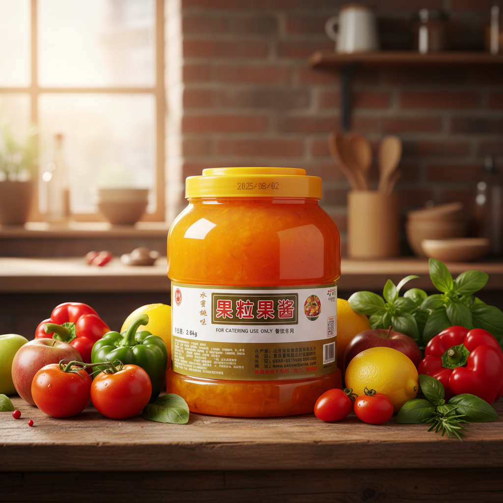 Peach Fruit Chunk Sauce for Bubble Tea & Shaved Ice 2.6kg Bulk Jar Fresh Taste 12-Month Shelf Life for Drinks & Desserts