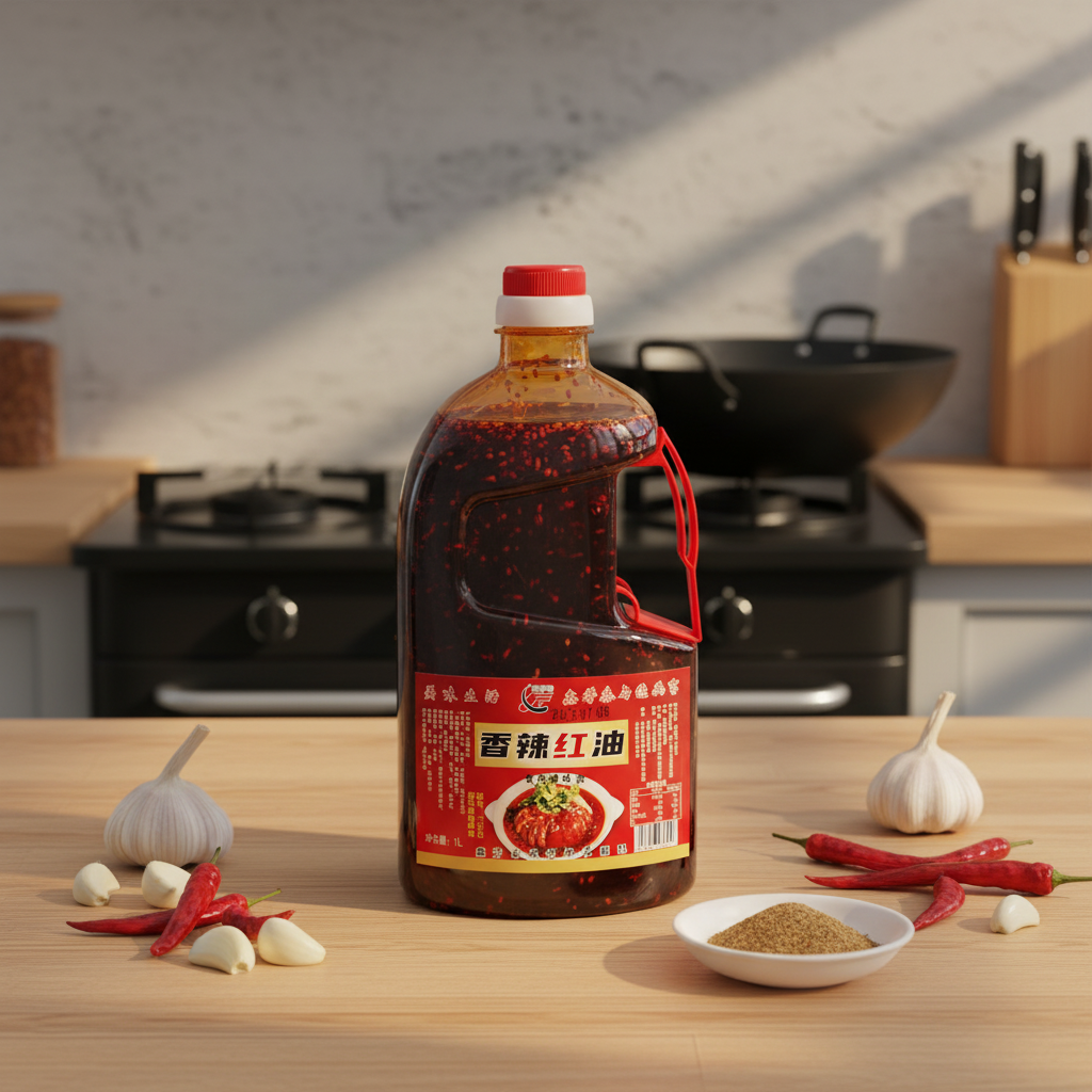 Spicy Red Chili Oil Sesame Seeds 18-Month Shelf Life-Authentic Chinese Hot Pot Sauce Base for Stir-Fry Cold Dishes Dipping (1L)
