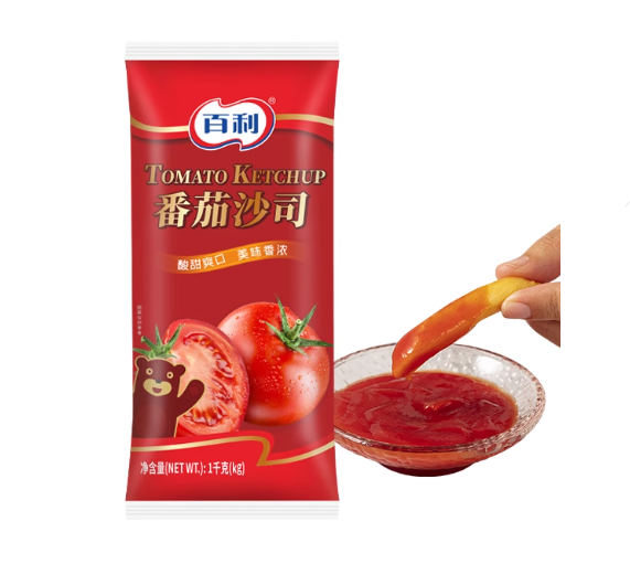 Tomato Ketchup 1000g Bag Made in China 12 Bags/Carton Sweet & Tangy for Fries Burgers & Hot Dogs