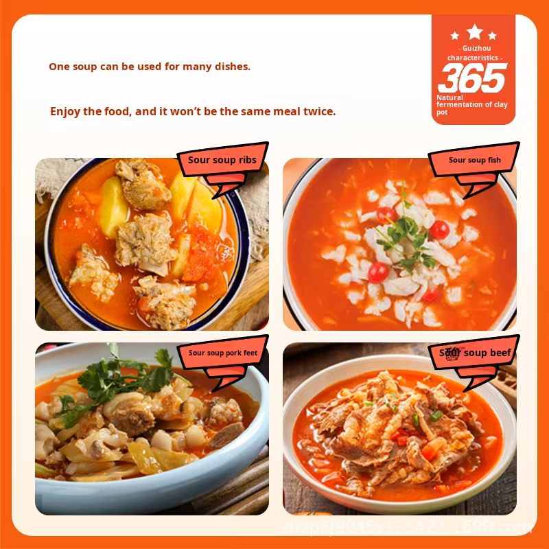 Red Sour Soup Base (Original/Litsea Cubeba) - 2-Step Quick Meal, 0 Trans Fat, Authentic Guizhou Flavor