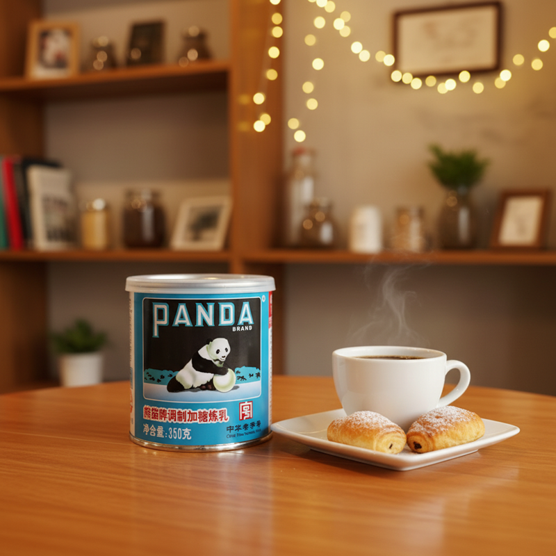 Panda Brand Sweetened Condensed Milk 350g Canned Creamer Made in China with 12-Month Shelf Life for Coffee Tea & Desserts