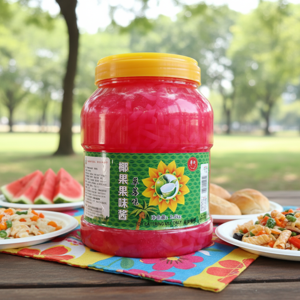 Coconut Fruit Paste Strawberry Flavor Premium Bubble Tea Topping for Smoothies Slushies Iced Drinks (2.5kg Bulk Pack 12-Month
